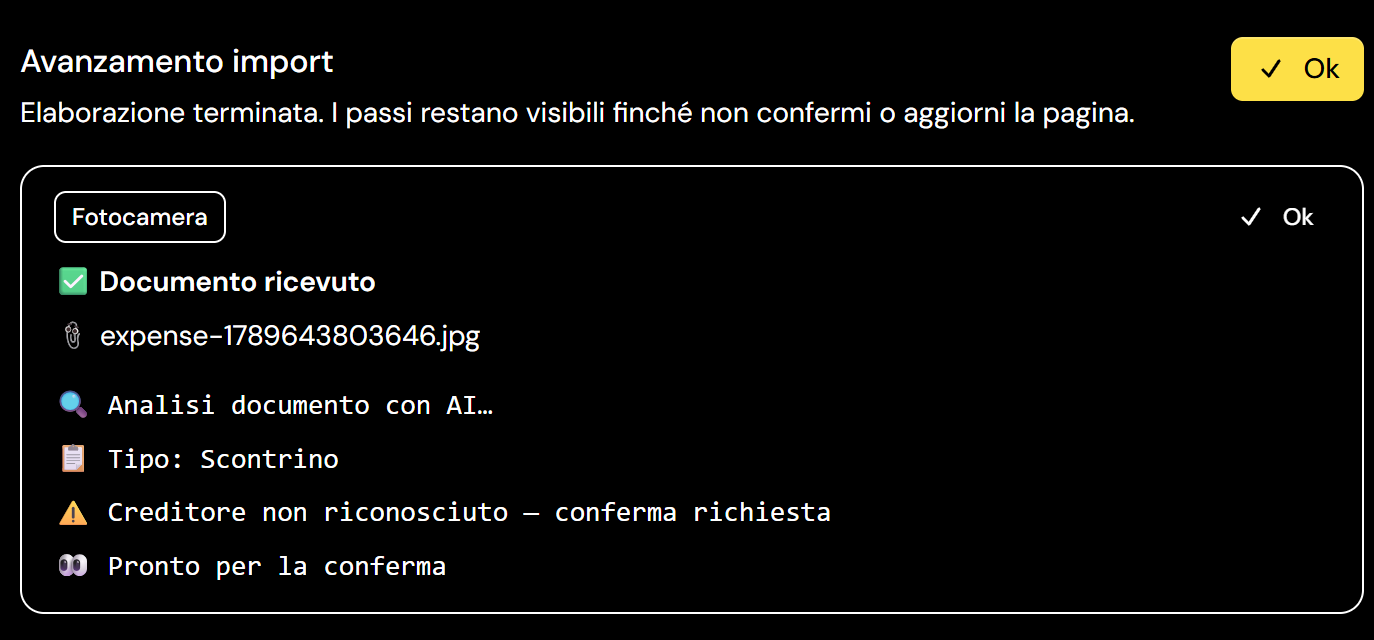 Revisione MAV — importo, scadenza e creditore da confermare